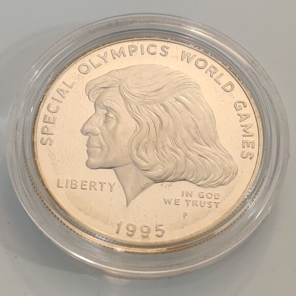 1995 Special Olympics World Games Commemorative Coin PROOF Dollar silver 90% - Picture 1 of 6